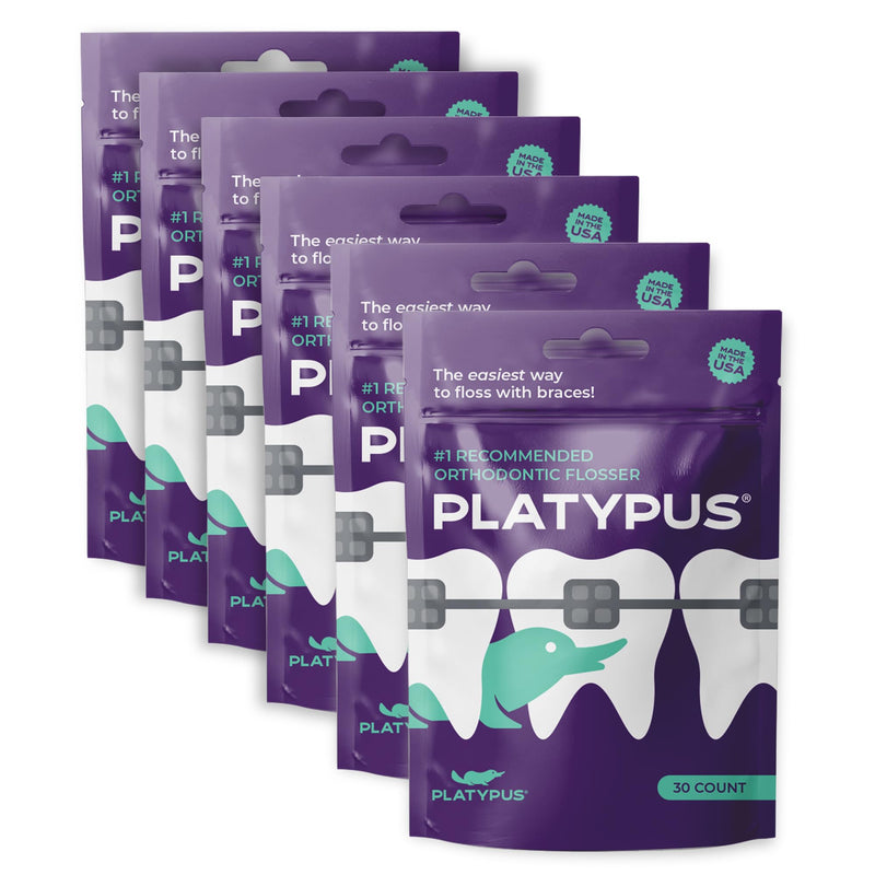 Platypus Orthodontic Flossers for Braces, 30 Count (Pack of 6)