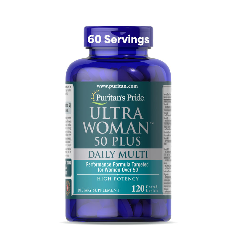 Puritan's Pride Ultra Woman 50 Plus Daily Multivitamin, 120 Count | High Potency Performance Time Release Daily Multivitamin with Zinc, For Healthy Aging & Cellular Energy Production