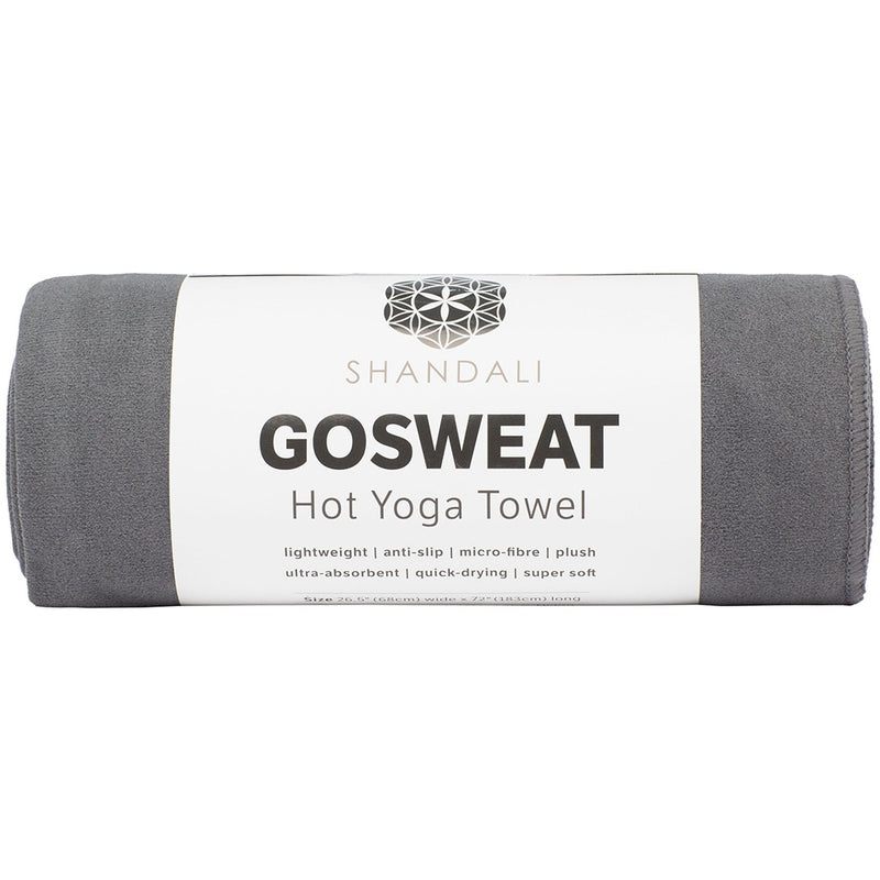 Shandali GoSweat Non-Slip Hot Yoga Towel with Super-Absorbent Soft Suede Microfiber in Many Colors, for Bikram Pilates and Yoga Mats. Gray 72.00" x 26.50" - BeesActive Australia