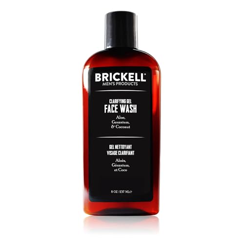 Brickell Men's Products Face Wash for Men – Clarifying Gel Facial Cleanser, Mens Face Wash for Oily Skin, With Aloe, Geranium & Coconut, 3.4 oz, Scented 8 Ounce (Pack of 1)