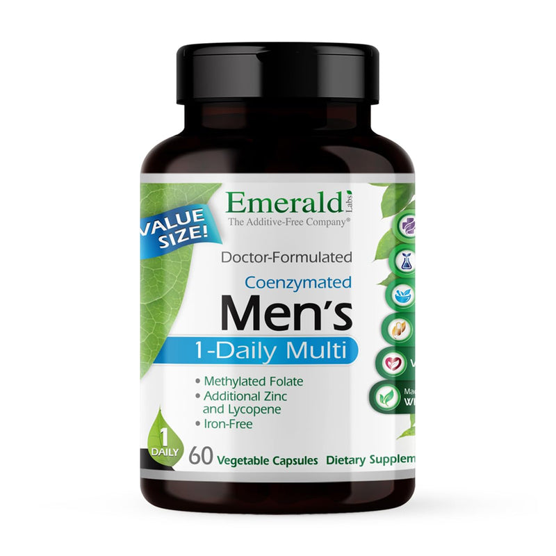 EMERALD LABS Men's 1-Daily Multi, 60 Capsules | Multivitamin with Coenzymated B Vitamins - Heart Health, Muscle Function & Overall Wellness Support - Non-GMO & Vegetarian 60 Count (Pack of 1)