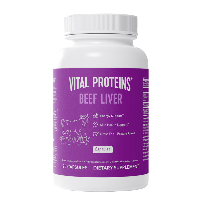 Vital Proteins Grass Fed Beef Liver, 120 Capsules | Grass-Fed Beef Liver, Supports Daily Nutrition, Desiccated Liver Supplement, 30 Servings