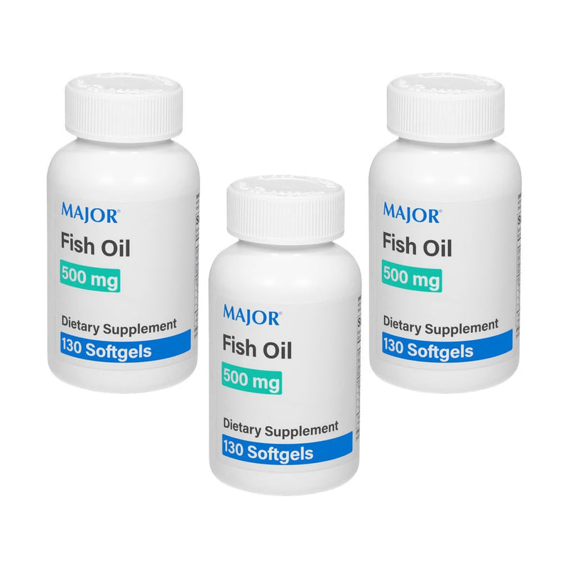 MAJOR Fish Oil 500mg Softgels - Omega-3 Fish Oil Supplement - Dietary Supplement - 130 Count (3 Pack) 130 Count (Pack of 3)