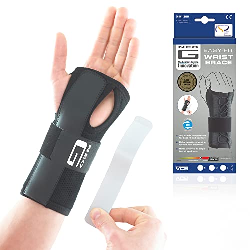 Neo-G Easy-Fit Wrist Brace for Carpal Tunnel – Hand Splints for Strains, Sprains, Instability, Tenosynovitis, Wrist Brace for Tendonitis - Right or Left - L - Class 1 Medical Device Large