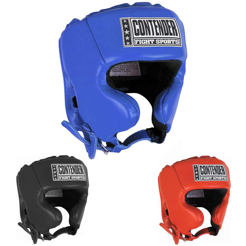Contender Fight Sports Competition Boxing Muay Thai MMA Sparring Head Protection Headgear with Cheeks Medium Blue - BeesActive Australia