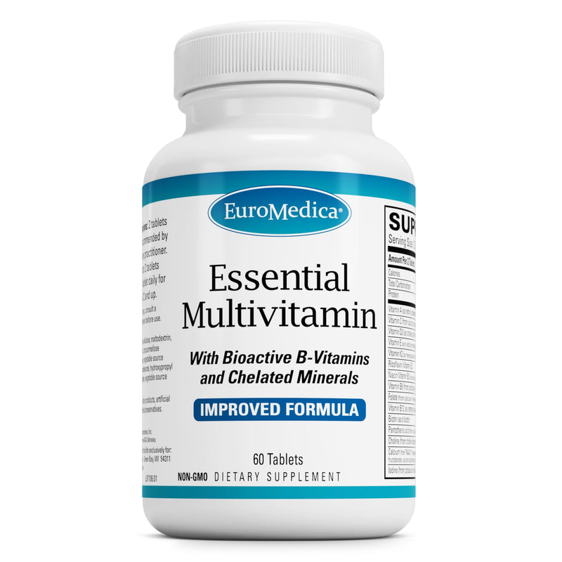 EuroMedica Essential Multivitamin - Daily Wellness - 60 Count | Bone, Cardiovascular and Immune Health Support. 60 tablets.