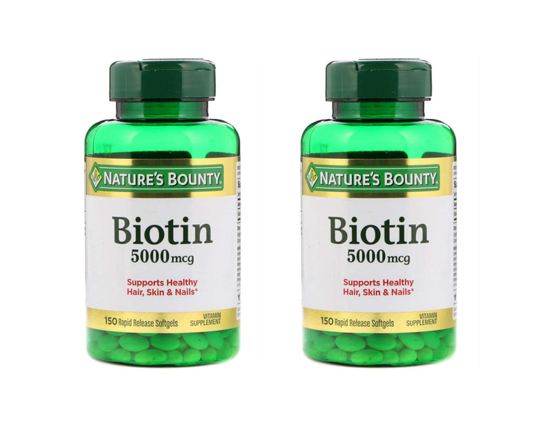 Set of 2 Nature's Bounty® Biotin 5000 mcg, 150 Softgels 150 Count (Pack of 2)