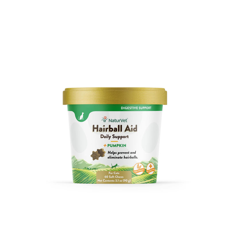 NaturVet – Hairball Aid Supplement for Cats - Plus Pumpkin – Helps Eliminate & Prevent Hairballs – 60 Soft Chews - BeesActive Australia