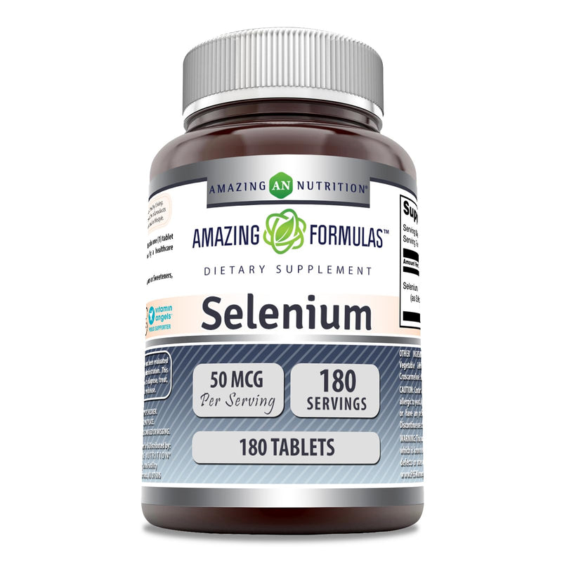 Amazing Formulas Selenium * 50mcg Natural Selenium Yeast * 180 Tablets (Non-GMO) Per Bottle * Promotes Cell Health, Immune Function, Cardiovascular Health and Healthy Thyroid Function and - BeesActive Australia