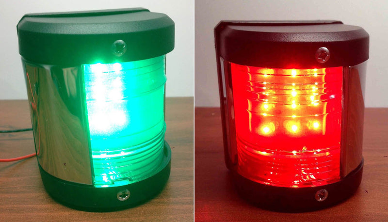 Pactrade Marine Boat Pontoon LED Navigation Light Black ABS Plastic Housing Boats Up to 12M Waterproof IP:66 Surface Mount 2NM (Green and Red (Individual)) Green and Red (Individual)