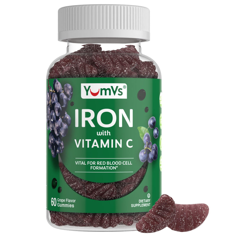 Iron Gummies Supplement with Vitamin C – 10 mg Iron Supplement – Great-Tasting Gummies Grape Flavor – Supports Immune Health & Helps with Iron Deficiency – Vegan, Kosher, Non-GMO – 60 Count 60 Count (Pack of 1)