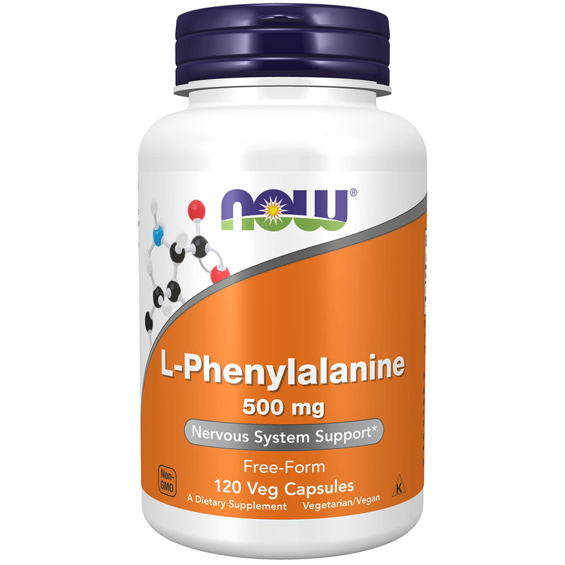 NOW Foods L-Phenylalanine 500mg, 120 Capsules (Pack of 2) Unflavored 60 Count (Pack of 2)