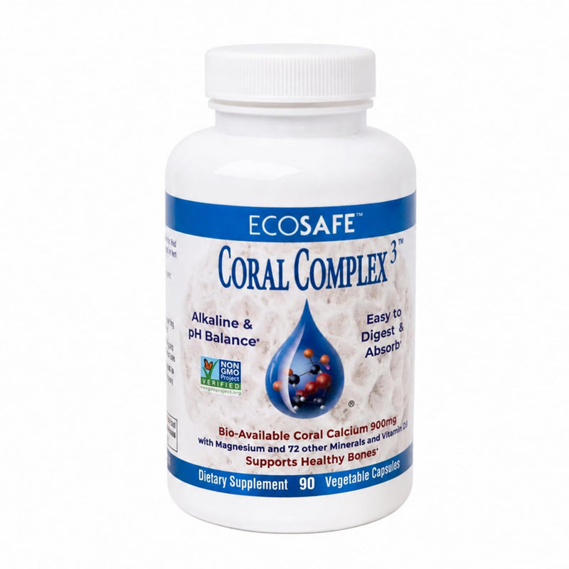 Coral Complex 3 Natural Calcium Supplement, 90 Vegetarian Capsules | Vitamin D3 & Magnesium, Ancient Seabed Coral, 72 Trace Minerals, Bone Health Support 90 Count (Pack of 1)