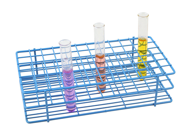 Eisco - Test Tube Rack, Blue Epoxy Coated Steel Wire, Holds 72 Tubes (15-16mm), Chemical & Corrosion Resistant, 6x12 Format, Laboratory Tube Holder