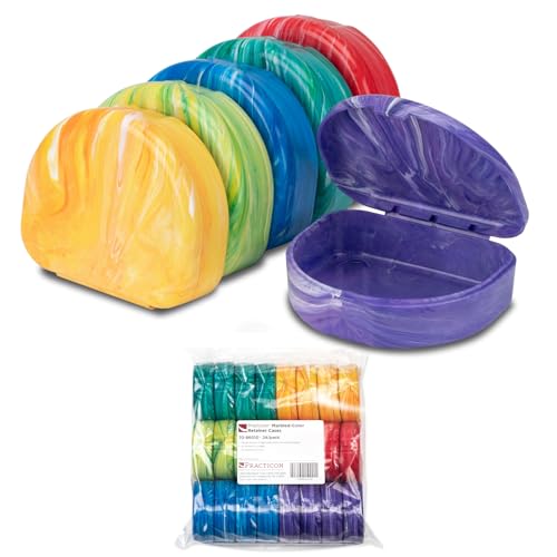 Marble Retainer Cases with Labels, Assorted Colors, 24 Pack Marble