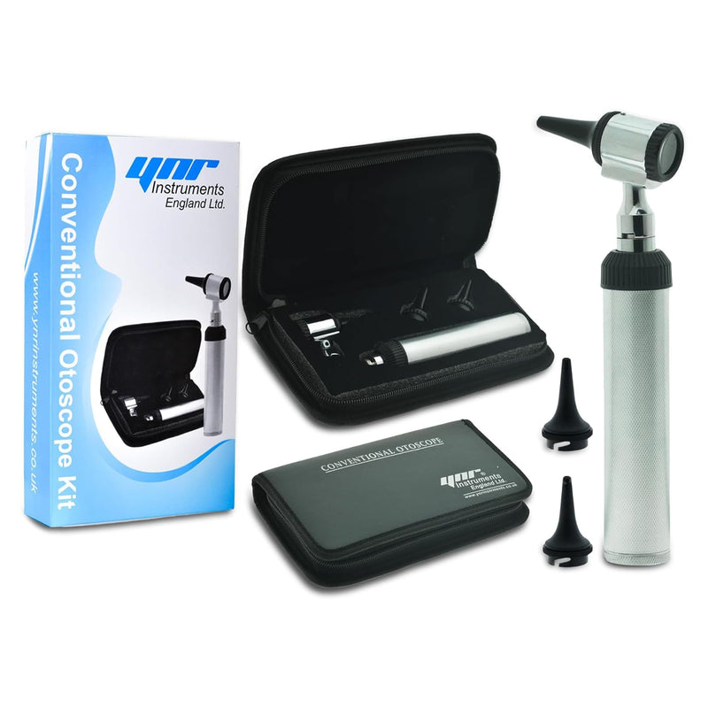 YNR Portable Otoscope with LED Light for Diagnostic Examination with 4X Magnification - Pocket Ear Scope with Rheostat Switch & Vegan Leather Case, Includes Sanitizable Specula & 3.0V LED Bulb - BeesActive Australia