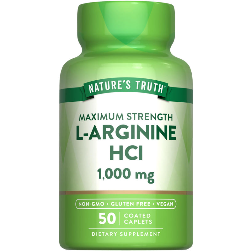 Nature's Truth L-Arginine HCL 1000mg | 50 Caplets | Essential Amino Acid Supplement | Vegan, Non-GMO & Gluten Free Supplement