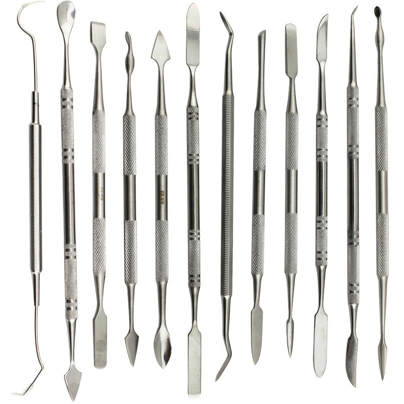 Wax Carvers Set Double Ended Dental Wax Modeling Sculpting Tools Dental Picks Polymer Pottery Clay Carving Tool Stainless Steel 12 Pieces