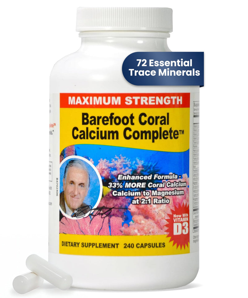240 Capsules - Coral Calcium 1500mg | Calcium, Magnesium, Vitamin D3 & 72 Trace Minerals - Bone Health - Developed by Bob Barefoot 240 Count (Pack of 1)