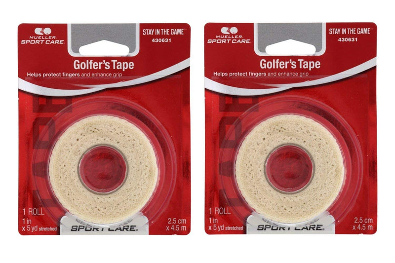 Mueller Golfer’s Grip Tape, Self-Adhering, Lightweight, Residue Free, Conforming Elastic Protective Tape, Helps Protect Fingers & Enhance Grip - 1” x 5yd Stretched, 2 Pack - BeesActive Australia