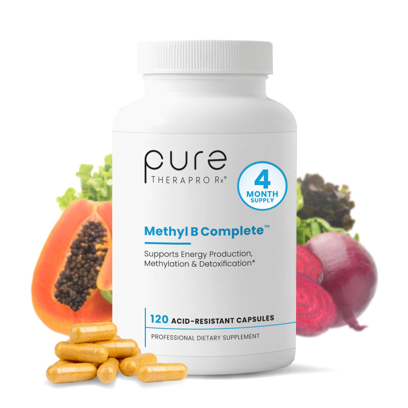 Pure Therapro Rx Methyl B Complete, Vitamin B Complex, 120 Capsules | Includes Folate & B12, Vitamin B6, Riboflavin & TMG, For Men & Women, Made in USA, 120 Servings 120 Count (Pack of 1)