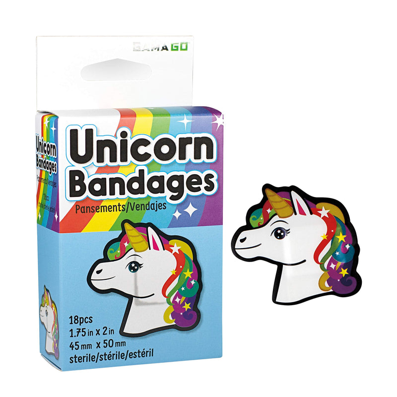 GAMAGO Unicorn Bandages Kids & Kidults - Set of 18 Individually Wrapped Self Adhesive Bandages - Sterile, Latex-Free & Easily Removable - Funny Gift & First Aid Addition - BeesActive Australia