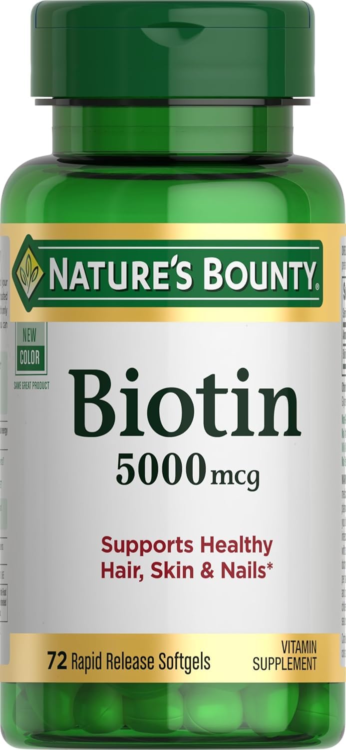 Nature’s Bounty Biotin 5000 mcg, 150 Rapid Release Softgels 72 Count (Pack of 1)