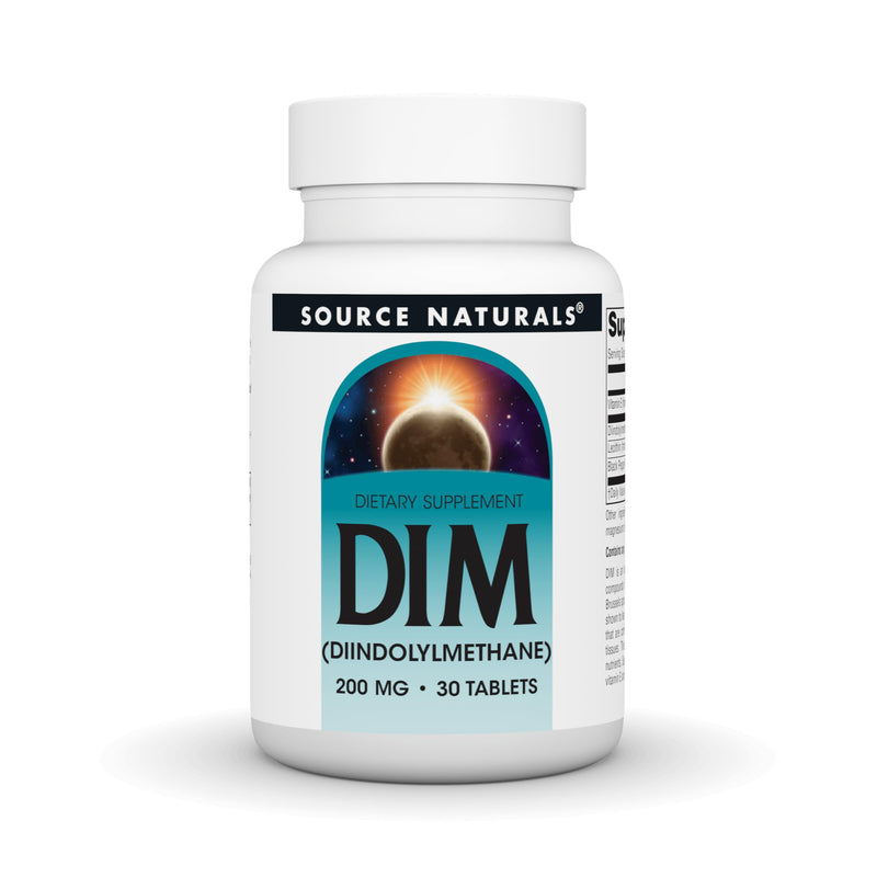 Source Naturals, DIM, Diindolylmethane - 200mg - 30 Tablets | Supports Womens Health | Made With BioPerine, Vitamin E & More | Contains Soy