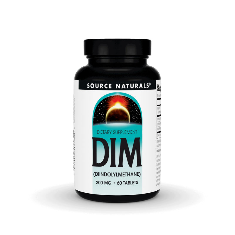 Source Naturals, DIM, Diindolylmethane - 200mg - 60 Tablets | Supports Womens Health | Made With BioPerine, Vitamin E & More | Contains Soy
