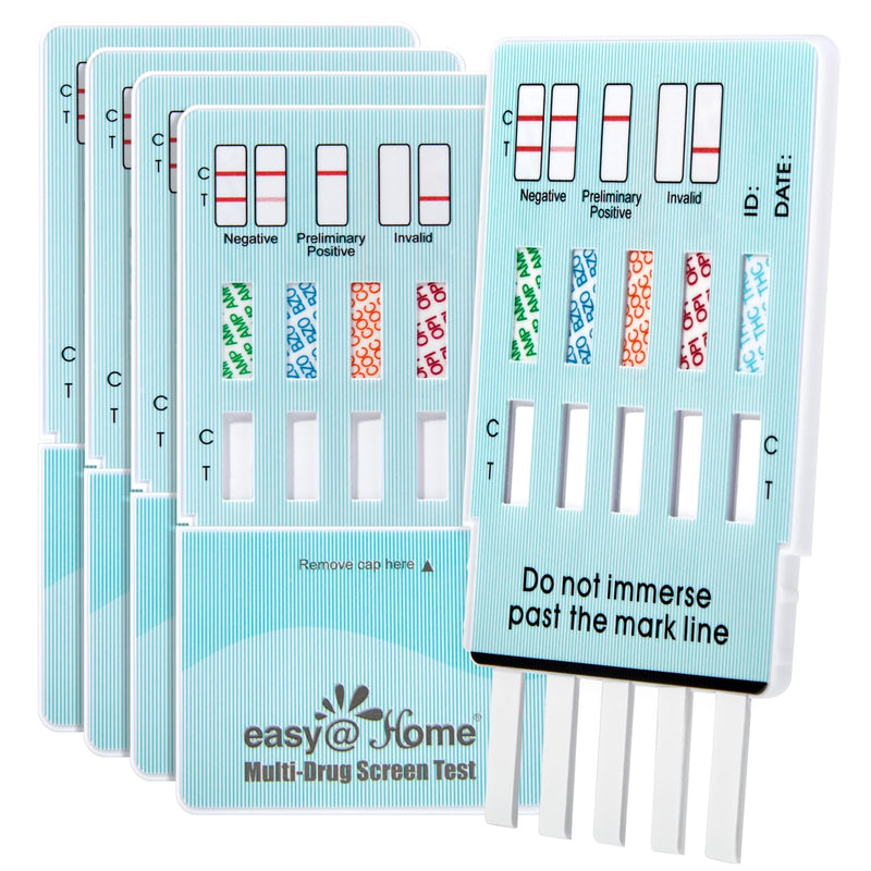 Easy@Home 5 Panel Urine Drug Test Kit [5 Pack] - THC/Marijuana, Cocaine, OPI/Opiates, AMP, BZO All Drugs Testing Strips in One Kit - at Home Use Screening Test with Results in 5 Mins #EDOAP-754 5 Count (Pack of 1) - BeesActive Australia