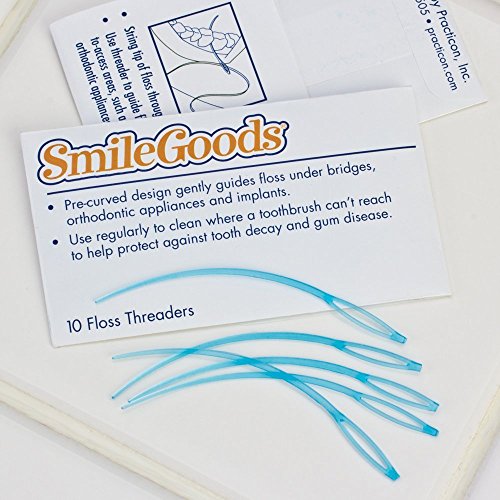 Practicon SmileGoods Dental Floss Threaders, 100 Pack of Pocket Sized Envelopes of 10 Threaders, Total Pack of 1000