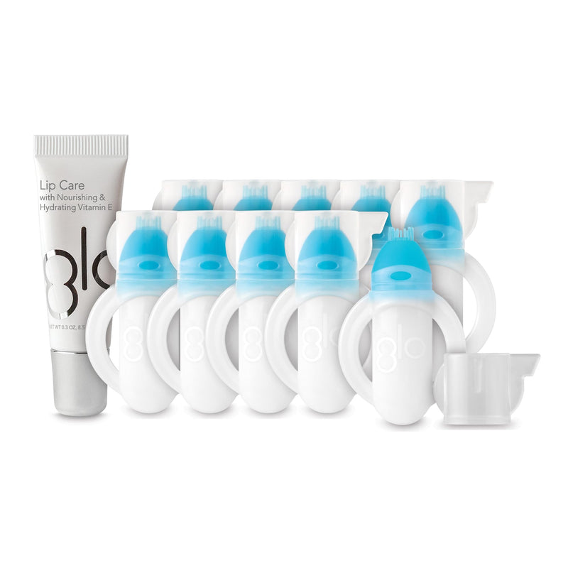 GLO Vial Teeth Whitening Gel Treatment Kit — Fast & Pain-Free Results, Designed for Sensitive Teeth — Mint Flavor, Great Alternative to Strips & Trays — 10 Pack plus Lip Care 10 Pack Vials - BeesActive Australia