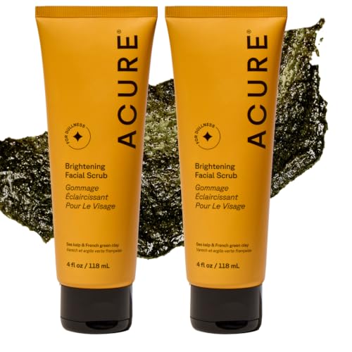 Acure Brightening Facial Scrub - Exfoliating Face Wash - 4 fl oz (2 Pack)