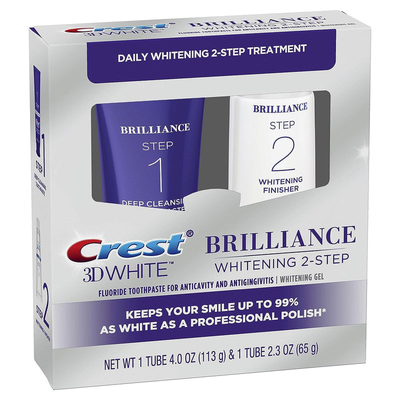 Crest 3D White Brilliance 2 Step Kit, Deep Clean Toothpaste (4oz) + Teeth Whitening Gel (2.3oz) 1 Ounce (Pack of 1) - BeesActive Australia