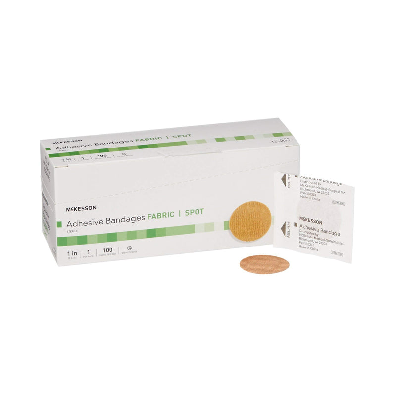 McKesson Adhesive Bandages, Sterile, Fabric Spot, 1 in, 100 Count, 1 Pack - BeesActive Australia