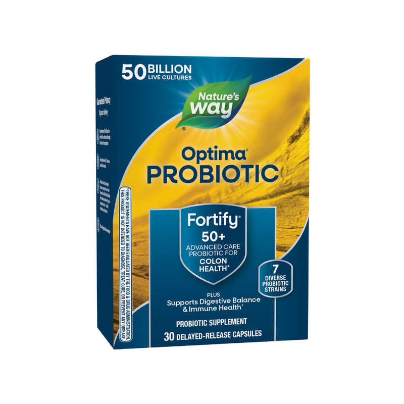 Nature's Way Fortify Optima Probiotic for Adults 50+, 50 Billion, 30 ct | Live Cultures, Supports Digestive Balance, Colon & Immune Health*, Gluten-Free, Dairy-Free, No Refrigeration Needed