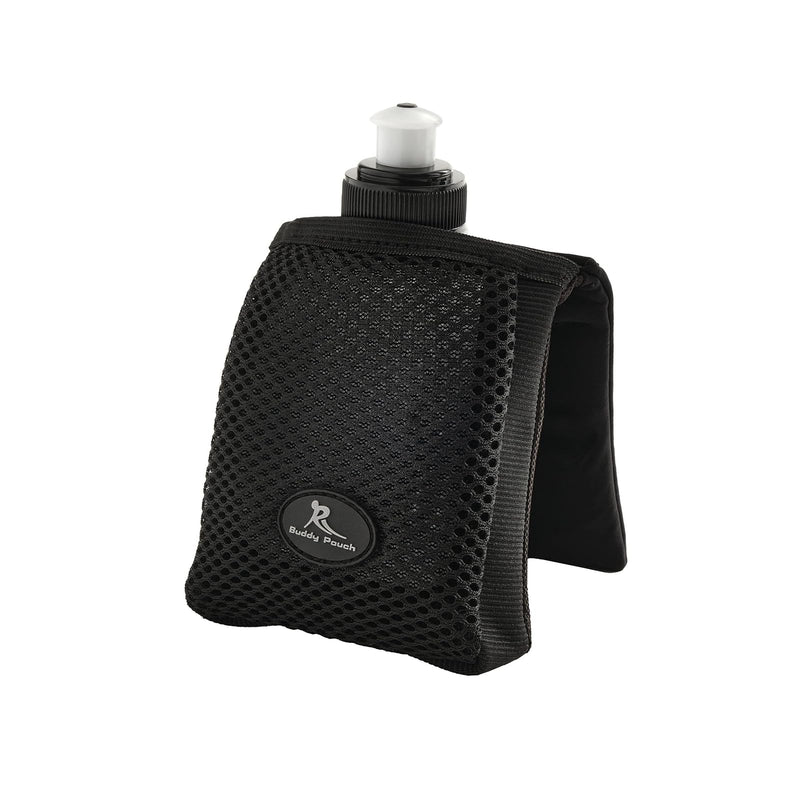Running Buddy Running Water Bottle Pouch - 4" x 4" Black, 7 oz - Magnetic Water Bottle Holder for Running & Walking - No-Bounce Hydration Pack 4 in x 4"