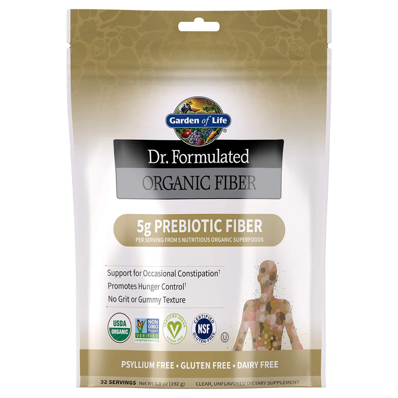 Garden of Life Dr Formulated Organic Fiber Supplement Powder Unflavored, Sugar Free, Psyllium Free Prebiotic Superfoods, Constipation Relief and Hunger Control for Men and Women, 32 Servings - BeesActive Australia