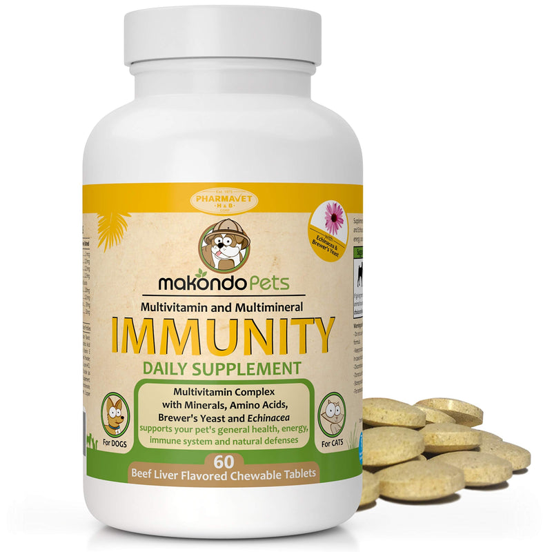 Immune Support Dog Supplement - Dog Allergy Relief with Vitamins, Minerals, Echinacea and Brewers Yeast for Dogs - Immunity Dog Health Supplies, Dog Itch Relief - Cat & Dog Vitamins and Supplements - PawsPlanet Australia