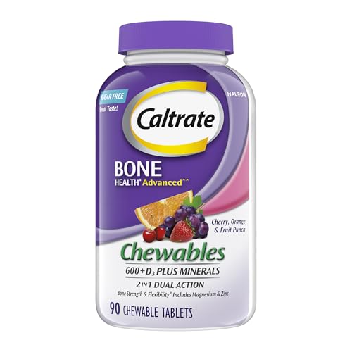 Caltrate Chewables 600 Plus D3 Vitamin D and Calcium Supplement, 90 Count 90 Count (Pack of 1)