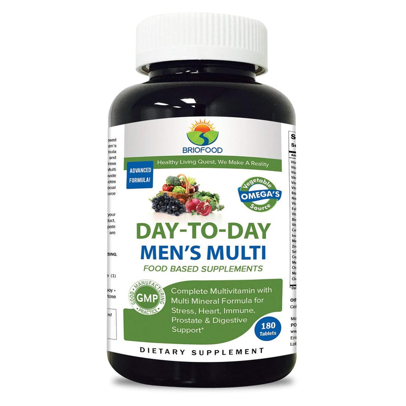 Brieofood BRIOFOOD Day-to-Day Men's Multi 180 Tablets - Food Based Supplement with Vegetable Source Omegas 180 Count (Pack of 1)
