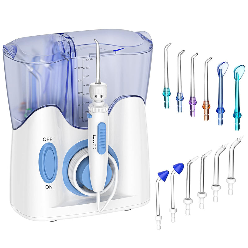 H2ofloss¬Æ Dental Water Flosser for Teeth Cleaning with 13 Multifunctional Tips&800ml Capacity, Professional Countertop Oral Irrigator Quiet Design(HF-9) White
