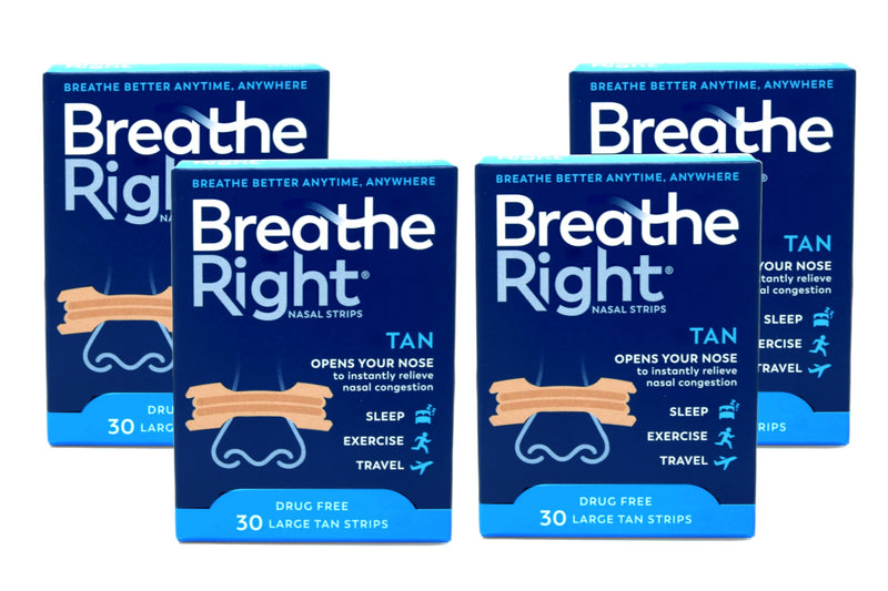 Breathe Right Nasal Strips, Large, Tan, 120-Count Pack (4 Packs of 30) - BeesActive Australia