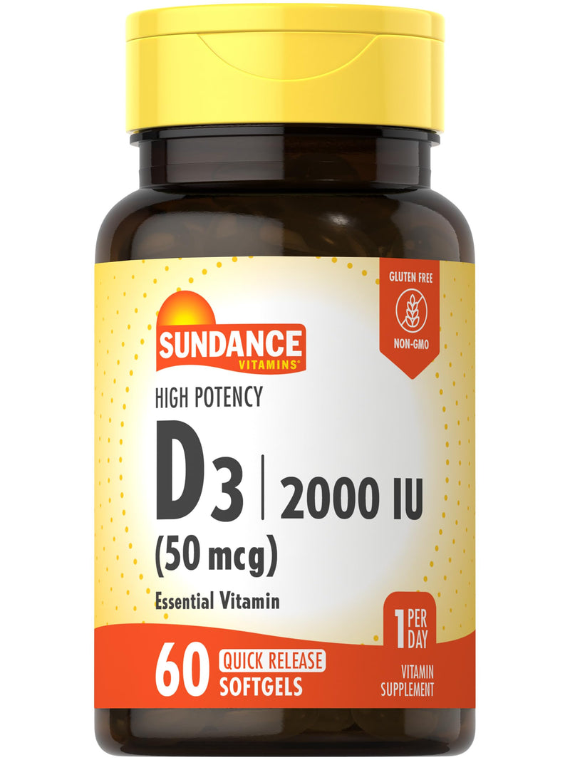 Sundance Vitamin D3 2000 IU | 60 Quick Release Softgels Unflavored 60 Count (Pack of 1)