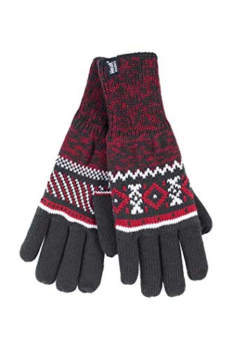 HEAT HOLDERS - Mens Fleece Lined Winter Warm Thermal Beanie Hat with Pom Pom Large/Extra Large Black