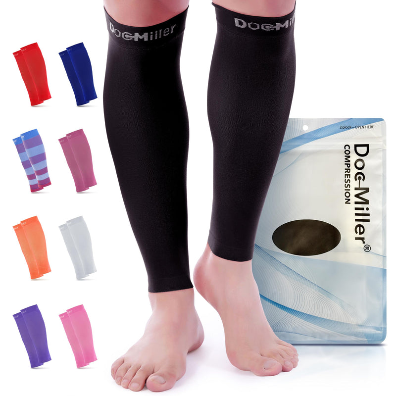 Doc Miller Compression Calf Sleeve for Men & Women – 20-30mmHg Graduated Support for Running, Shin Splints, Calf Strain – Knee High, Small to 6XL Plus Size Large REGULAR Black - BeesActive Australia