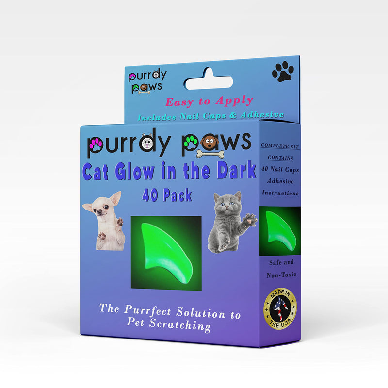 40 Pack Soft Nail Caps for Cat Claws Green Glow in The Dark Medium - BeesActive Australia