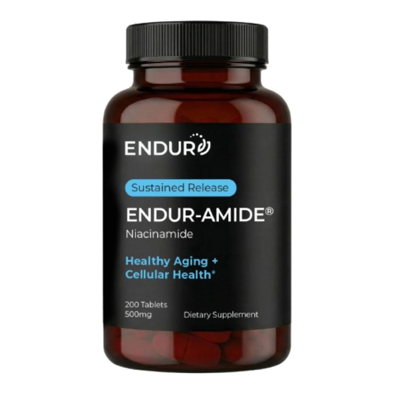 ENDUR-AMIDE - SR (Sustained Release) Niacinamide 500 mg (200 ct) | Sustained-release wax matrix delivery, 5–7 hour gradual release, supports NAD and cellular energy 200 Count (Pack of 1)