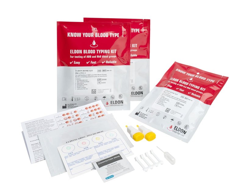 Eldoncard Blood Typing Kit, 3 Test Pack, Know Your Blood Type, Accurate Instant Home Testing, Determine A, O, B, RHS-D Negative & Positive Groups - BeesActive Australia