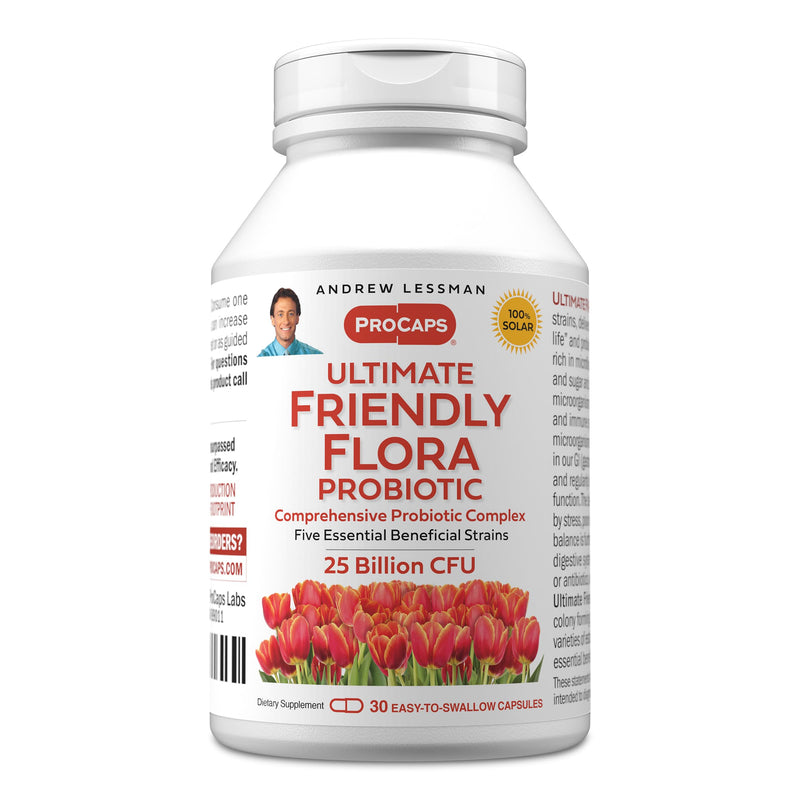 Andrew Lessman ProCaps Probiotic 25 Billion CFU 30 Capsules for Women & Men | Shelf-stable 25 Billion CFU. Four probiotic strains. No refrigeration required. Supports digestive & immune health. 30 Count (Pack of 1)